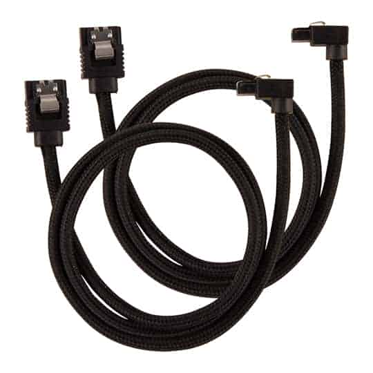 Corsair 60cm Black Premium Braided Sleeved 90° SATA Data Cable